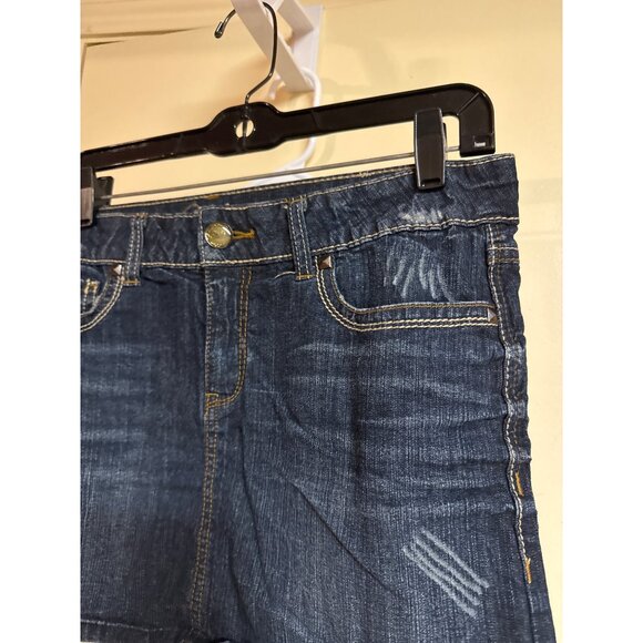 Y2K Candie’s Womens Distressed Denim Skirt With Embroidery Pockets & Raw Hem Siz - Picture 3 of 7